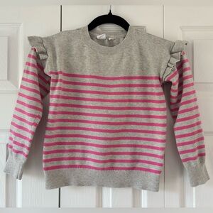 GAP Kids Light Gray Ruffled Crewneck Sweater
